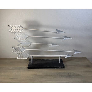 Rustic Metal Arrow Sculpture Western Southwest Decor Tabletop or Wall Art 20”